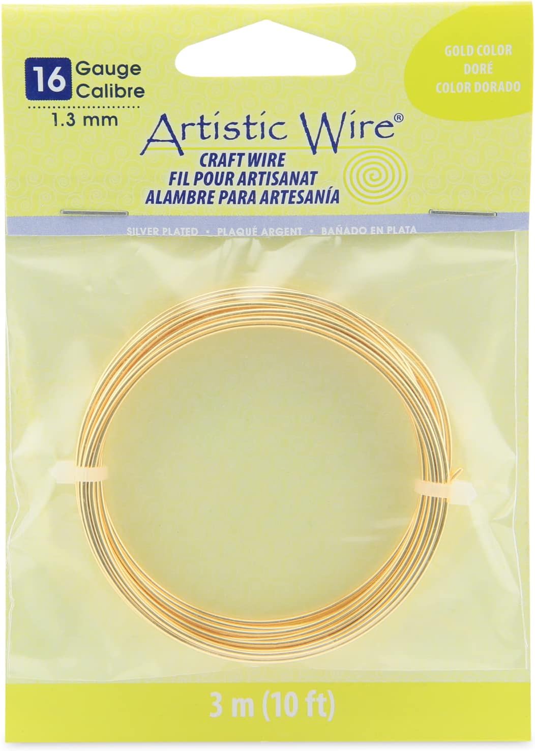 Artistic Wire 16 Gauge / 1.3 mm Silver Plated Tarnish Resistant Colored