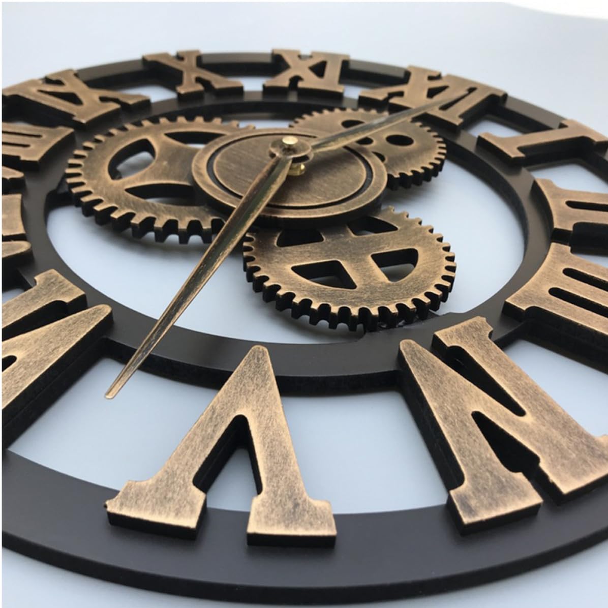 Reloj retro de pared dorado creativo industrial con engranaje 34 cm de madera estilo decorativo para decoración en casa y oficina