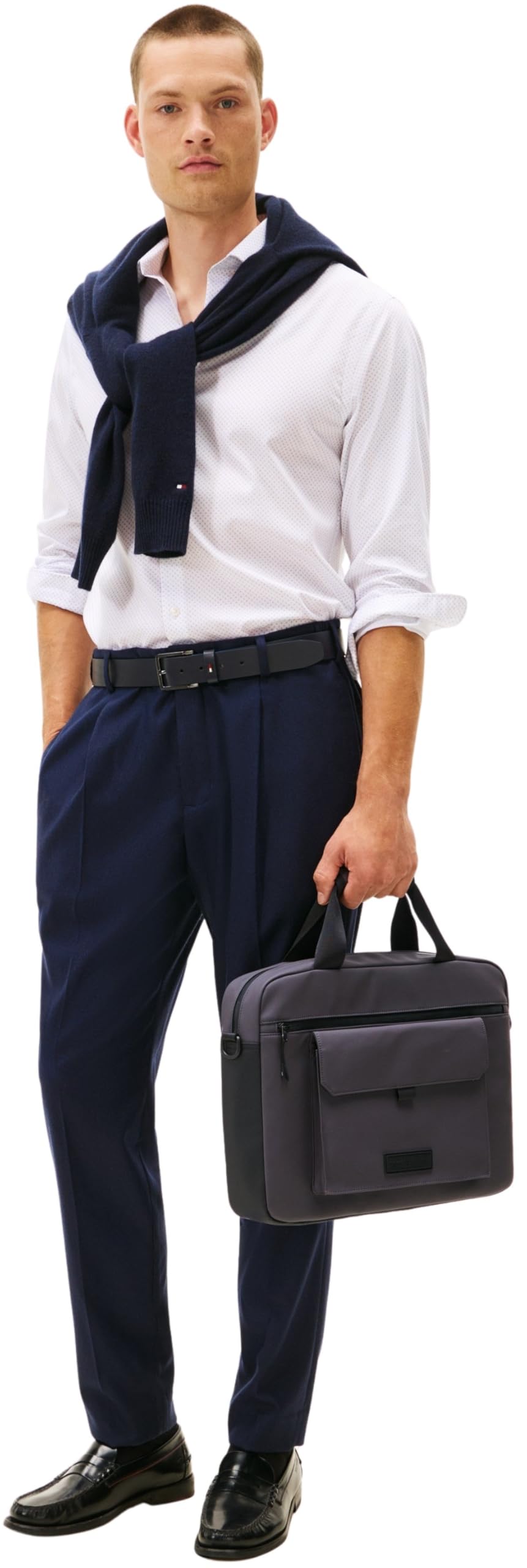 Tommy Hilfiger Maletín para portátil Hombre Seasonal con correa para el hombro, Gris (Charcoal Gray), Talla Única