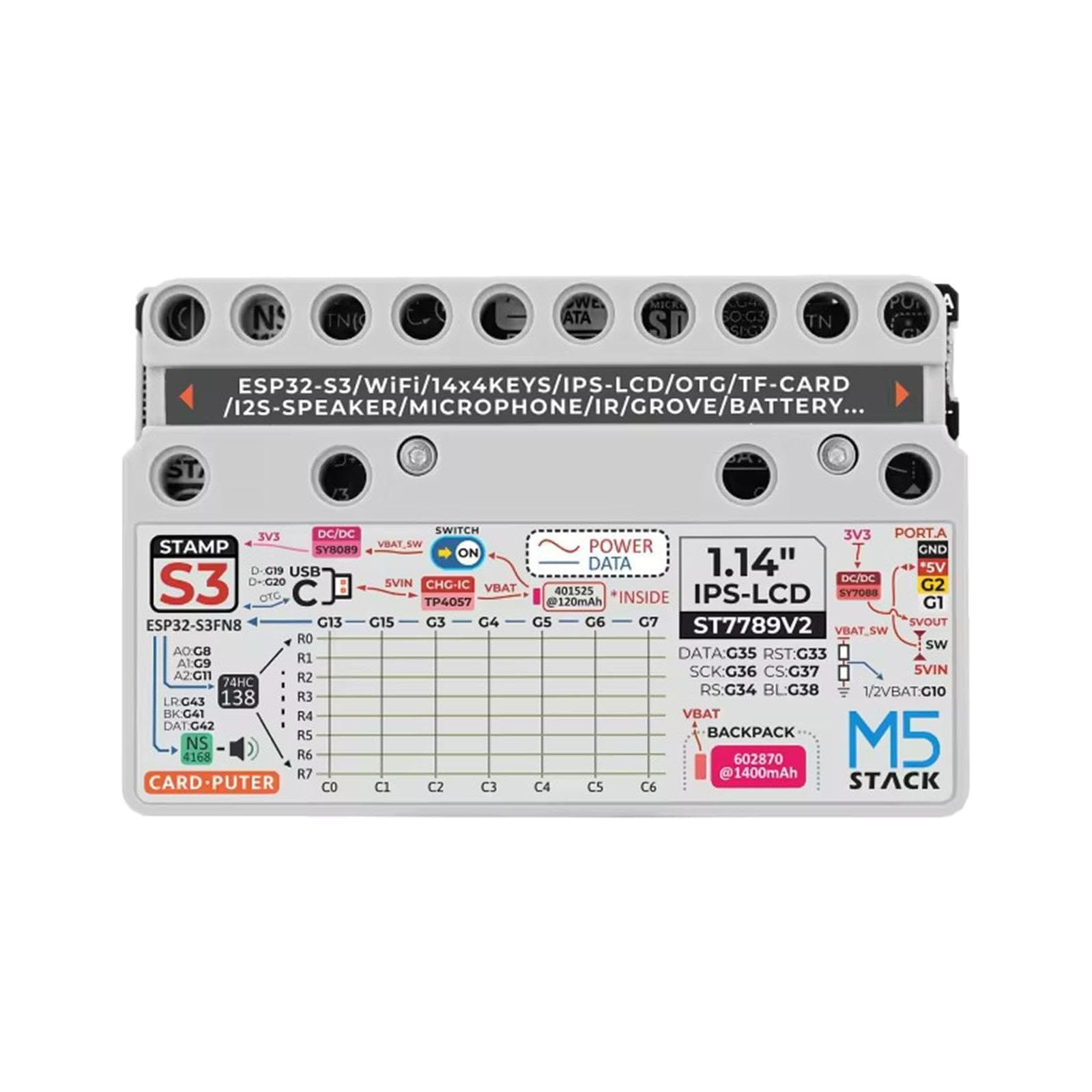 Carte Développement Carte Microcontrôleur Ordinateur Portable Clavier 56 Touches Écran 114 Pouce Haut-Parleur Fonction Contrôle Système