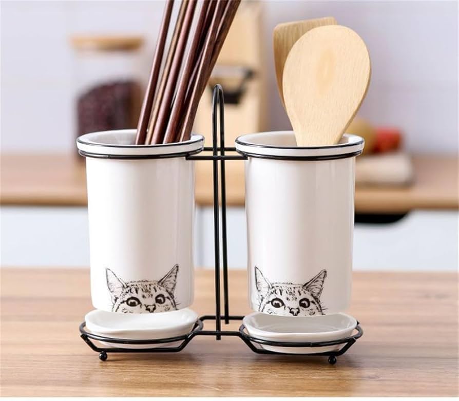 うさ　ネコのカトラリースタンド4点 Amazon｜tonntyann カトラリースタンド お箸・スプーン