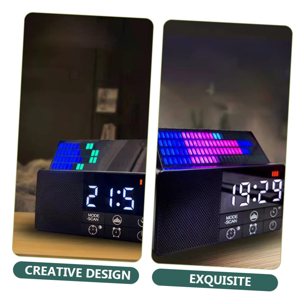 SHINEOFI Reloj Despertador Digital con Altavoz Retro Altavoz Inalámbrico con Radio FM Decoración para Dormitorio y Sala de Función de Alarma y Modo de Repetición