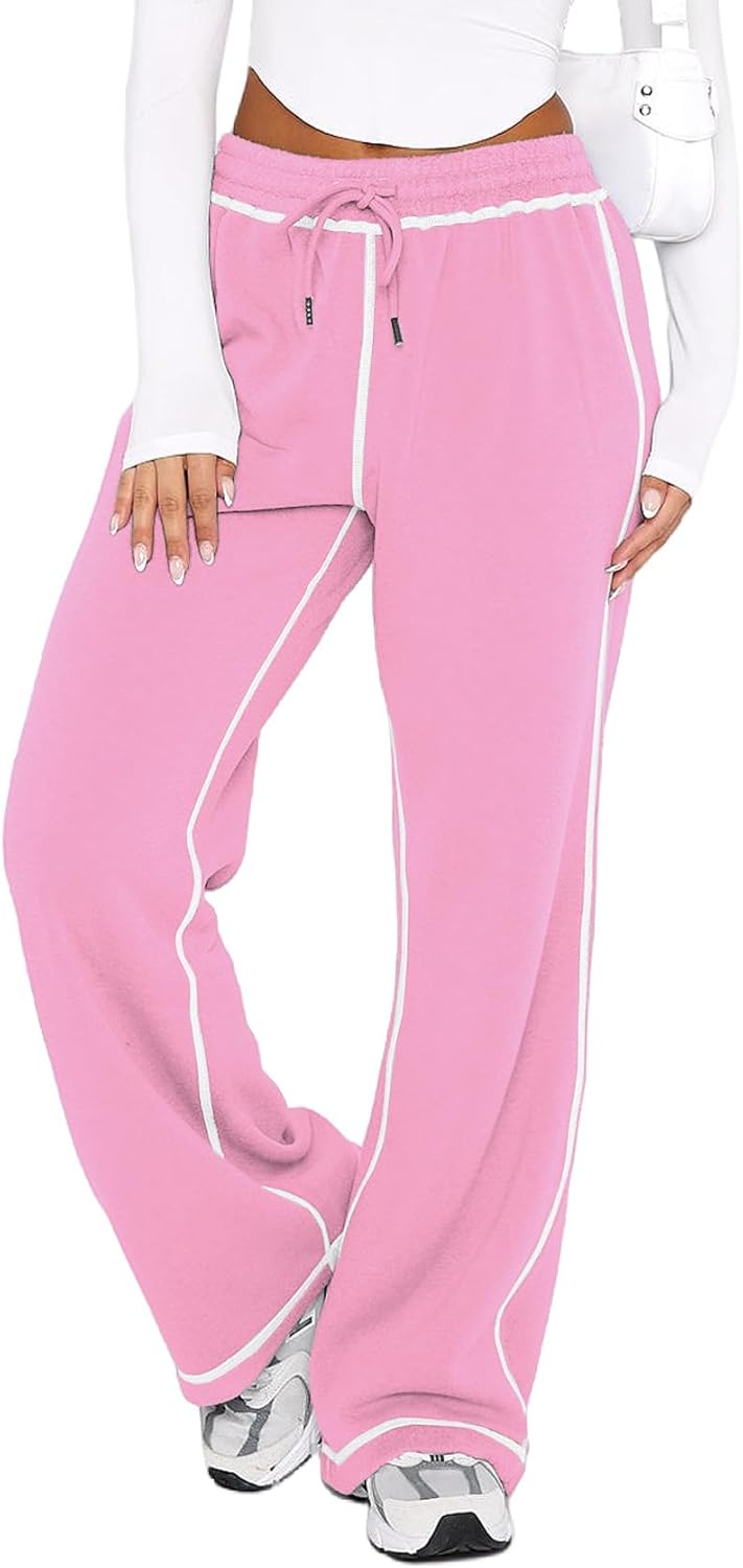 DISCIPBUSH Track Pants Women Sweatpants Soft Jogging Straight Pajama Sweats Wide Leg Sweatpants Women Lounge Pants Joggers