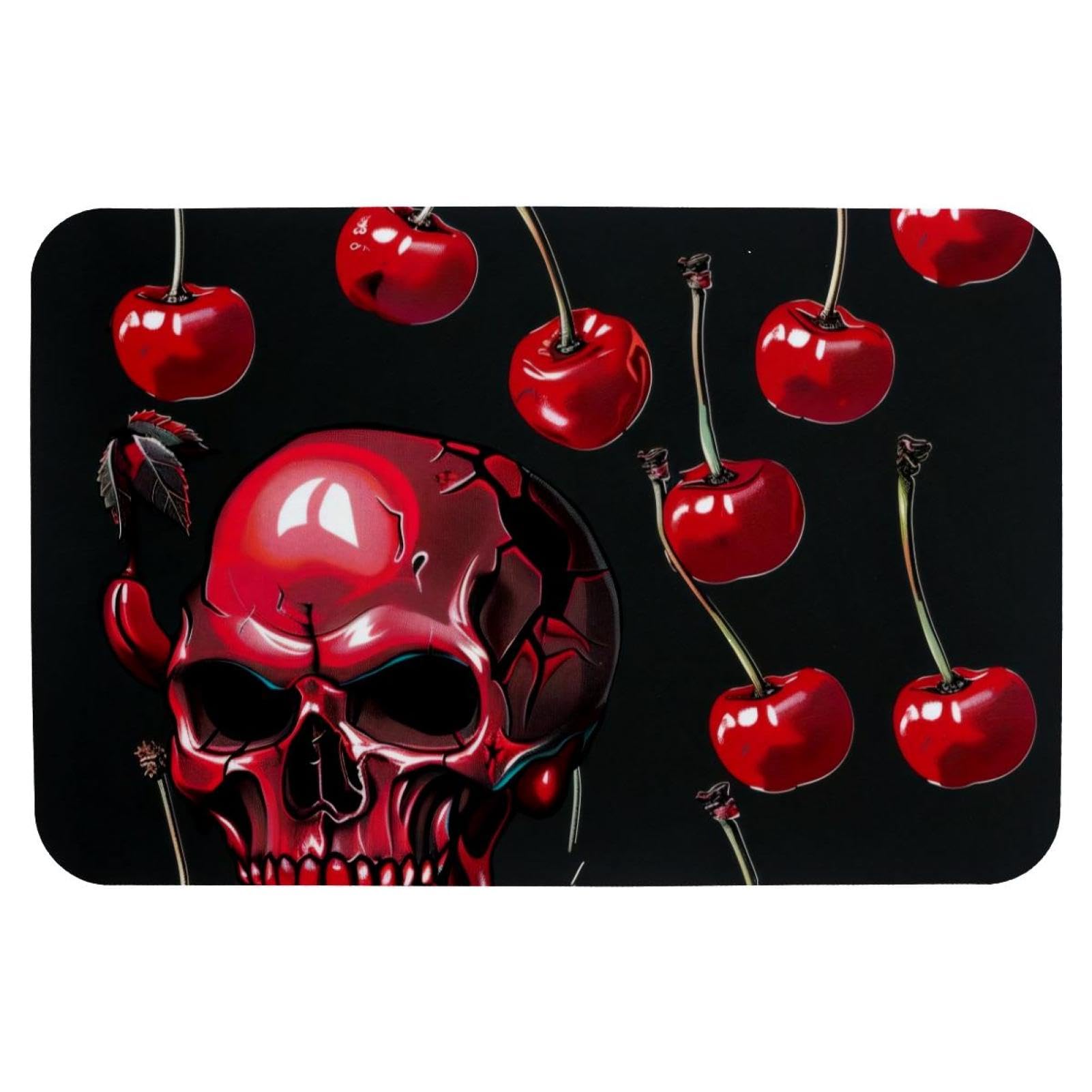 Tapis de bain tête de mort rouge fin et antidérapant pour sécuriser la sortie de douche et baignoire