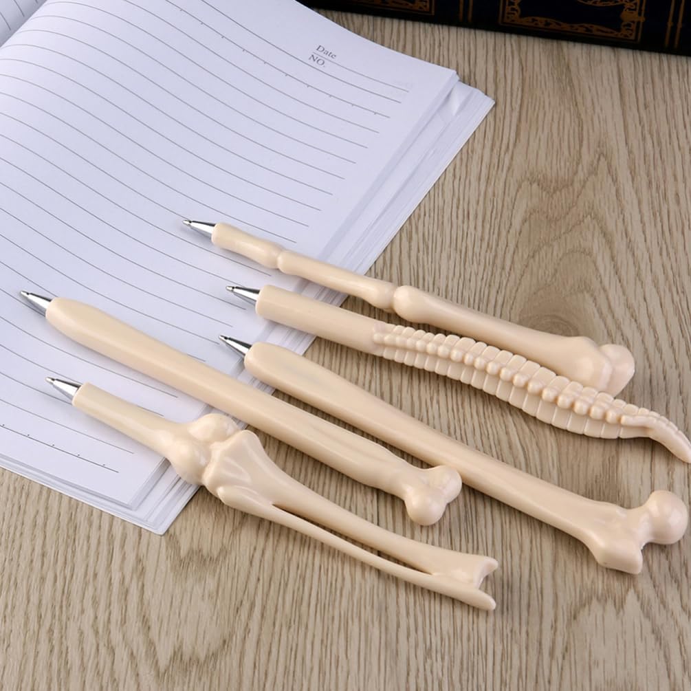 Operitacx 30Pcs Bone Shape Ballpoint Pens, 0.7mm Black Ink Creative Novelty Bone Pens for Doctor Nurses, Halloween School Office Supply