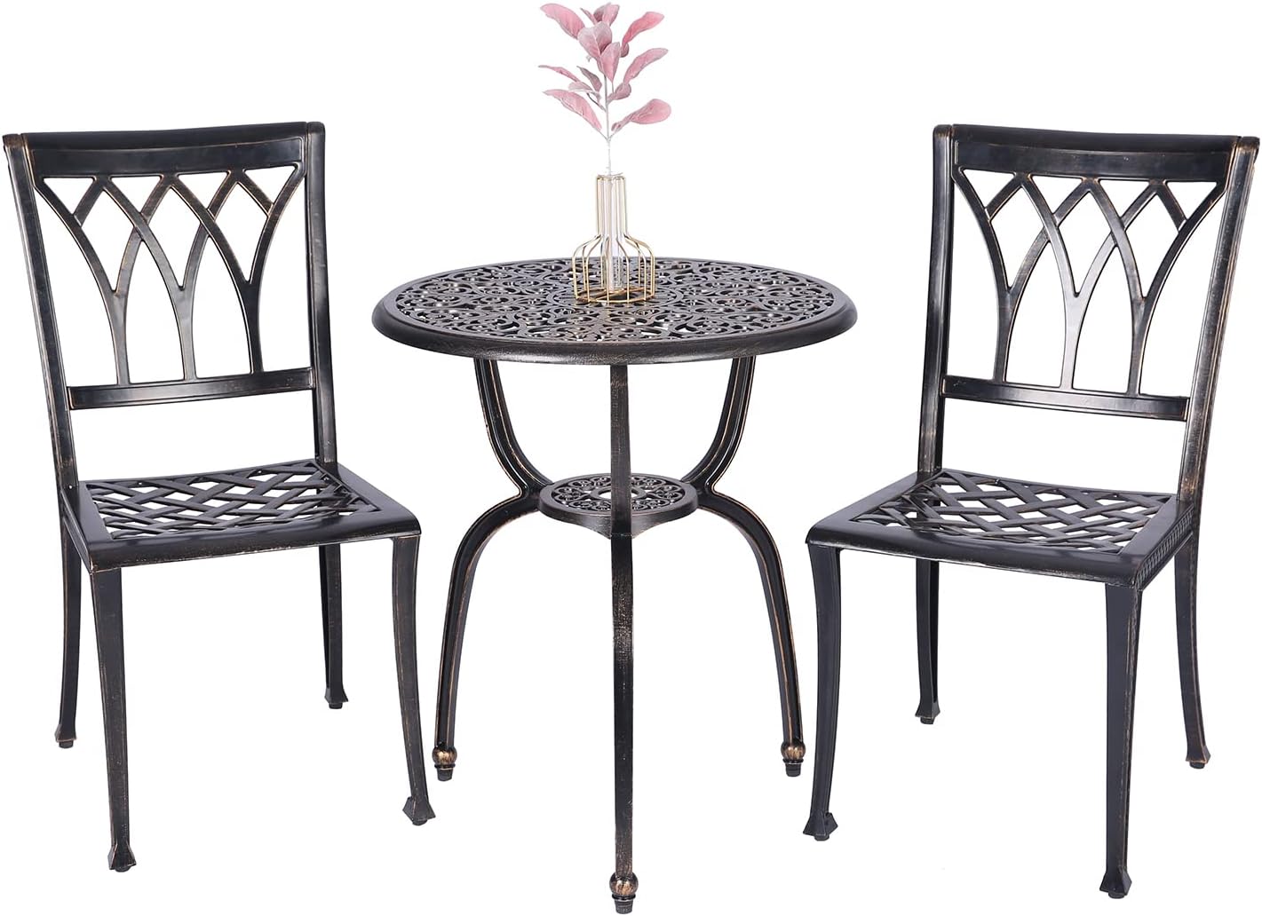 3Piece Patio Bistro Furniture Set CastAluminum Bistro