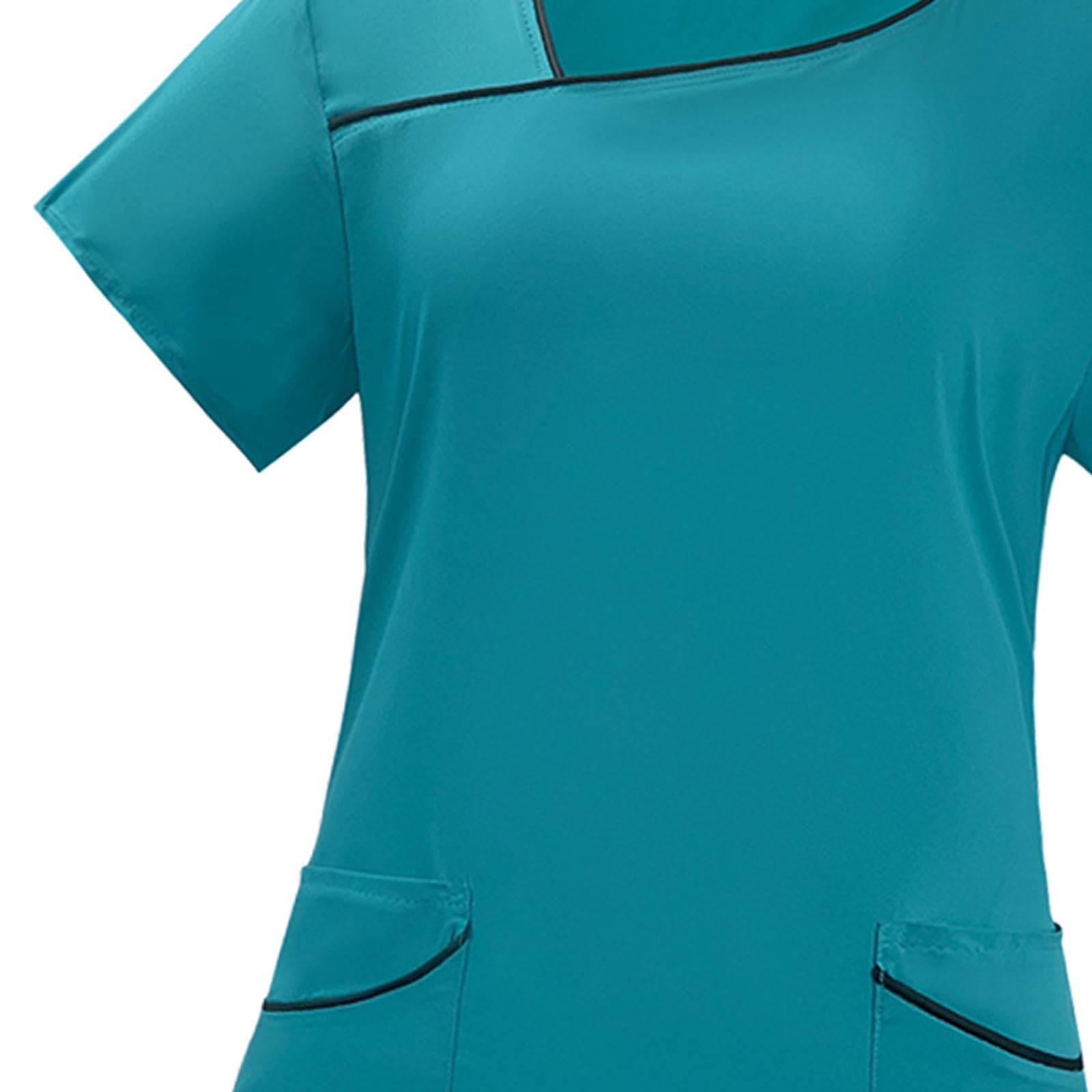 Conjunto de Uniforme Médico para, Ropa de Trabajo para Cuidadores de Mascotas, Ropa de Trabajo para El Sector Salud, Cómodo de Usar, Blusa, XL Lago Azul