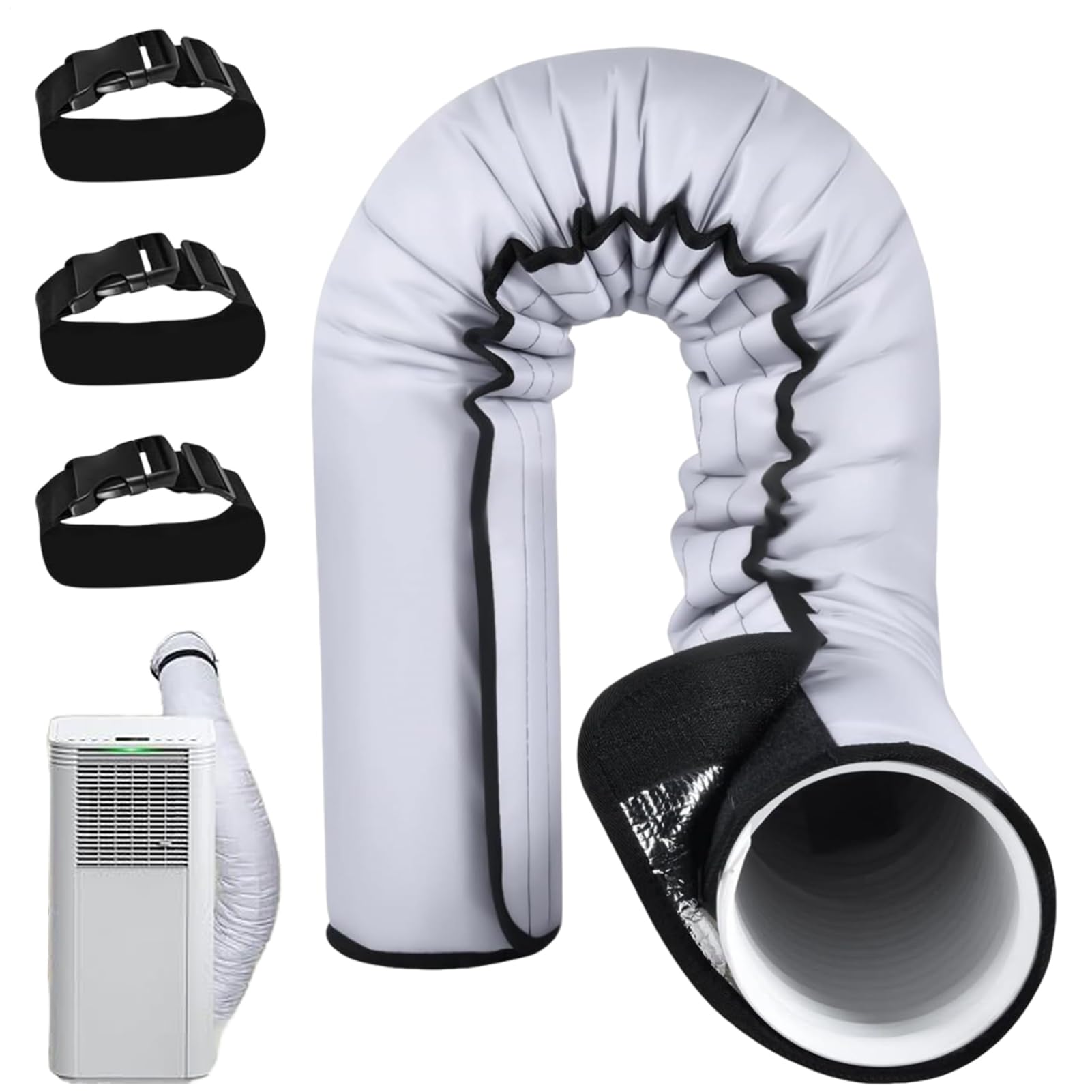 Funda Aislante Para Manguera De Aire Acondicionado | Cubierta Protectora Para Tubo De Escape Y Conducto,Resistente Al Calor, Impermeable Y Portátil Con Correas De Ajuste Para Protección De