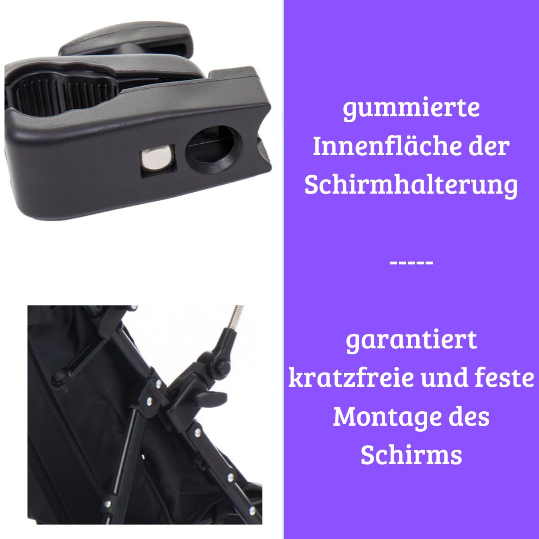 Fillikid Sonnenschirm Kinderwagen Exclusiv | UV Schutz 50+ | Mit Abnehmbarer Universalhalterung | Sonnenschutz für Runde & Ovale Gestelle | Leicht zu Reinigen
