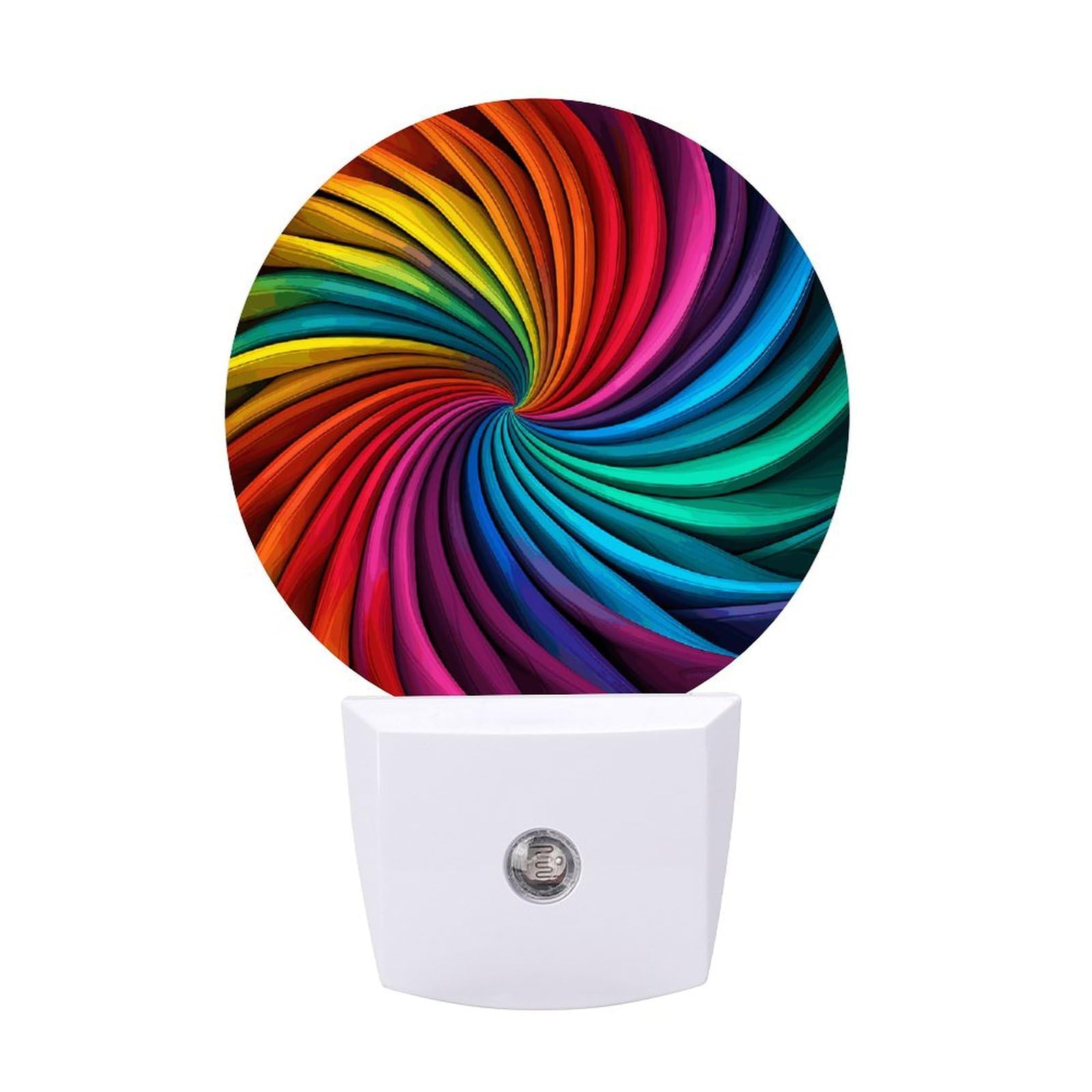 Plug in Night Light,Rainbow Stripe Pattern Print Night Lights Plug in Wall with Dusk to Dawn Photocell Sensor,LED Nightlights for Hallway Stairs Living Room Bedroom Decor,0.5 W Warm White