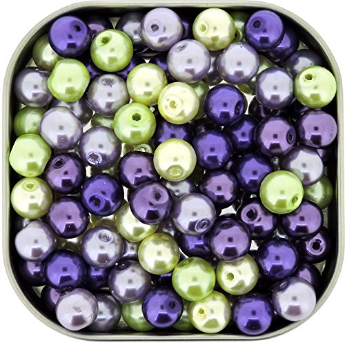Beads Direct USA's Glass Pearls Mix 100pcs 8mm - Lavender Garden Mix