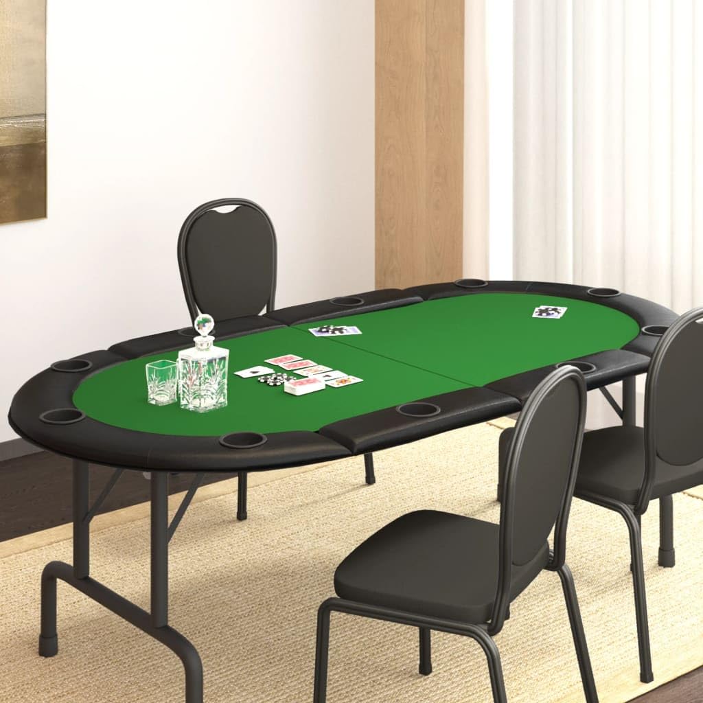 Generico Mesa de póquer plegable para 10 jugadores, verde, 208 x 106 x 3 cm (16,6 kg), muebles