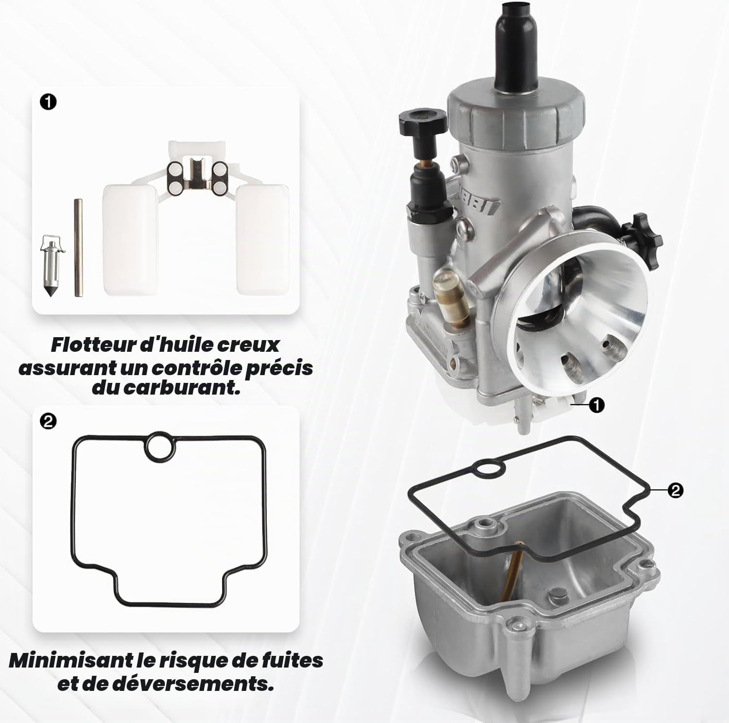 Nibbi PE19mm Carburateur Pour 100cc - 125cc Bride Moteur De Moto Carburateur Avec Buse De Carburateur