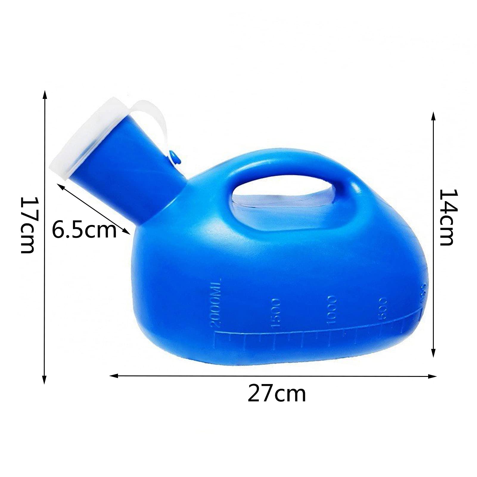YNGJUENCP Urinals for Men- 2000 Ml Male Urinal with Lid Large Capacity Urine Cups for Incontinence Elderly Travel Driving Camping (Blue)