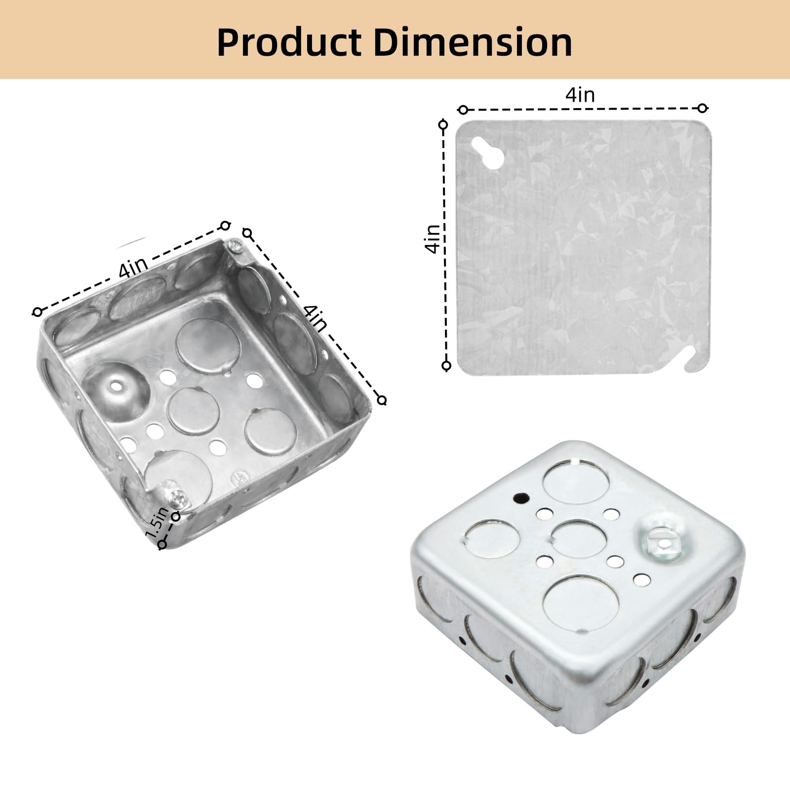 Galvanized Electrical Junction Box - 4x4 Square -2