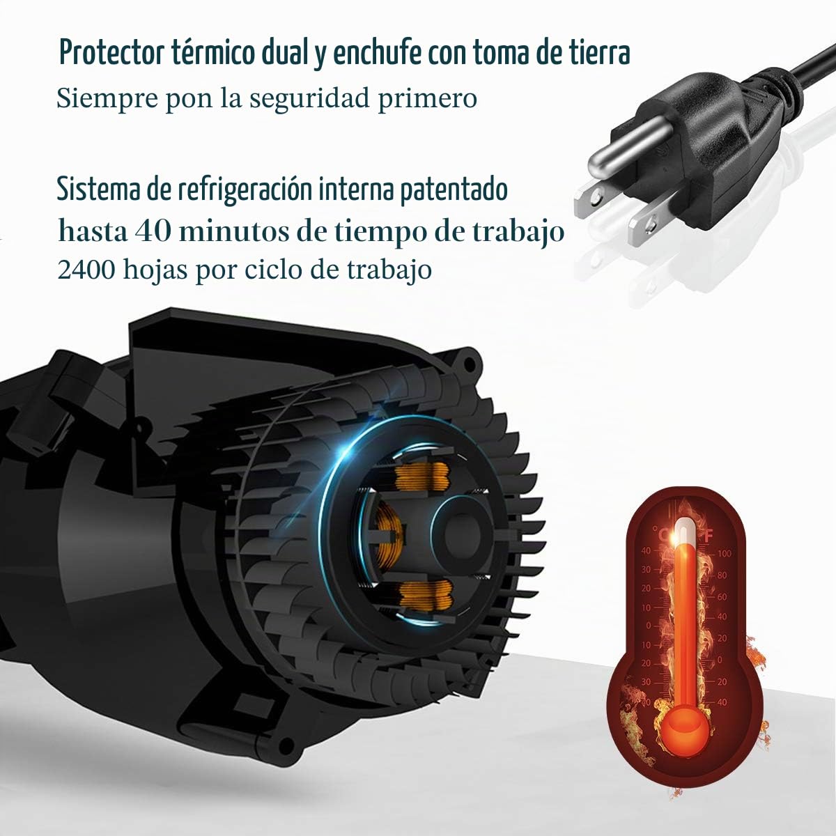 WOLVERINE SD9112 Trituradora P5 microcorte, 10 Hojas, 60 min, ultrasilenciosa, Negro