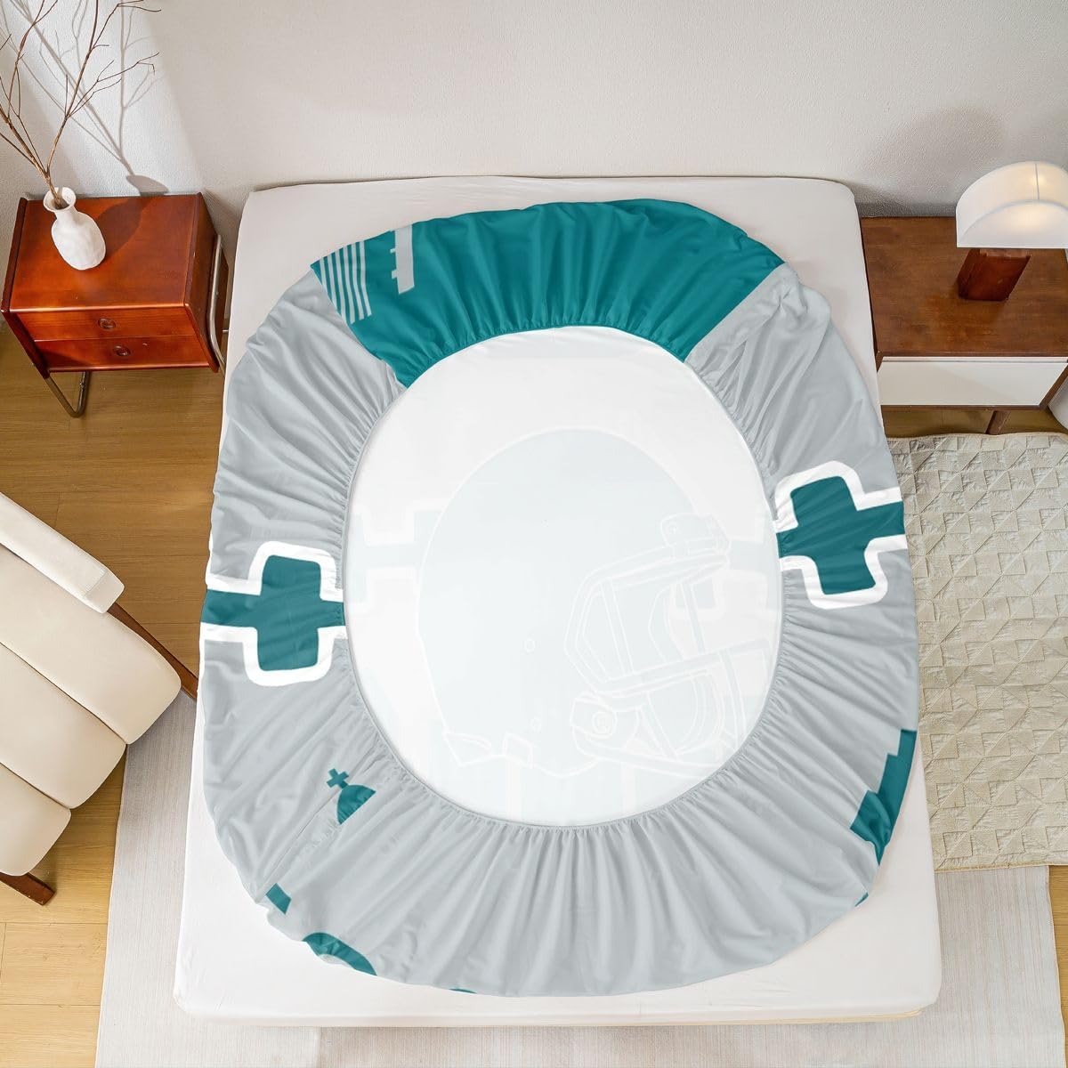 Erosebridal Football Bed Sheets Set - Full Size, Sports Fans Sheet Set for Kids Boys Girls, Team Sheets, Flat Fitted Sheet with 2 Pillow Shams - Image 6