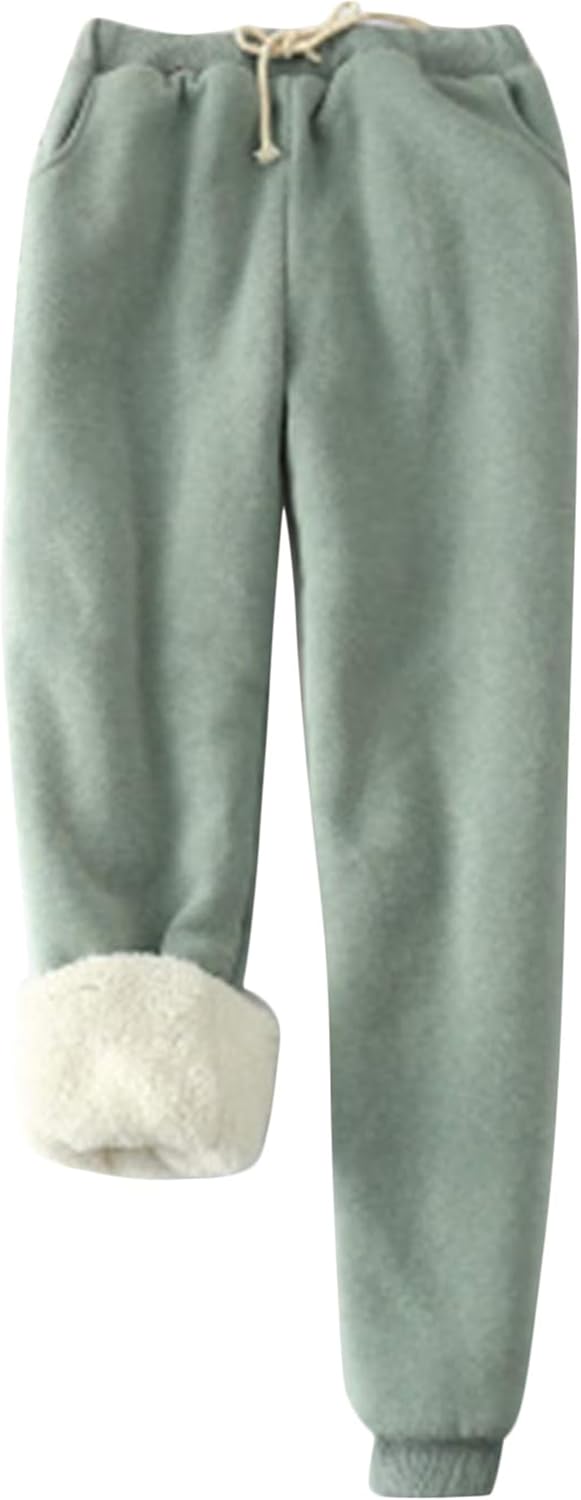 Yeokou Womens Sherpa Lined Sweatpants Winter Warm Fleece Joggers Casual Lounge Pants