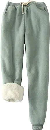 Yeokou Womens Sherpa Lined Sweatpants Winter Warm Fleece Joggers Casual Lounge Pants