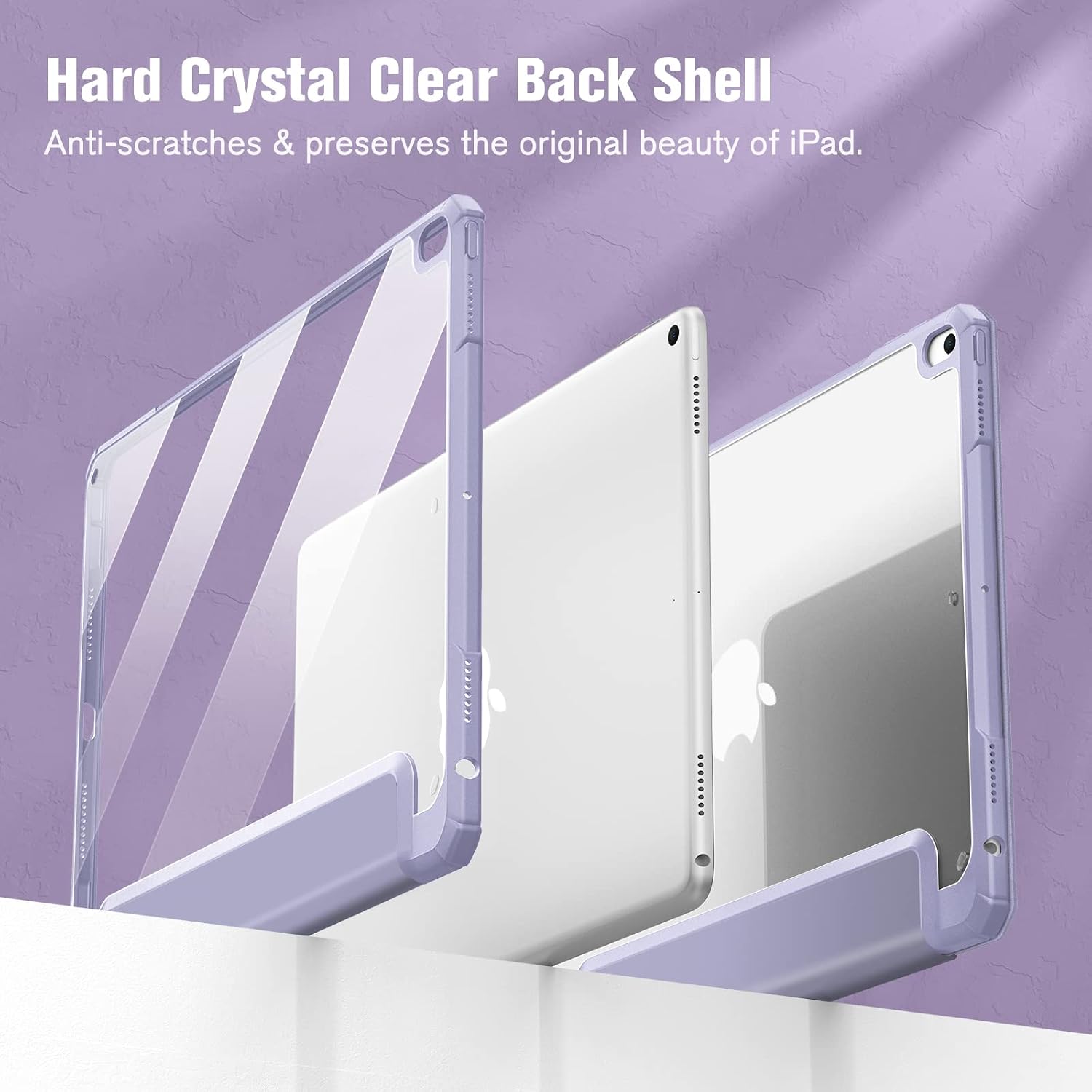 Fintie Hybrid Slim Case for iPad Air 3rd Generation 10.5" 2019 / iPad Pro 10.5 Inch 2017 - [Built-in Pencil Holder] Shockproof Cover with Clear Transparent Back Shell, Lilac Purple
