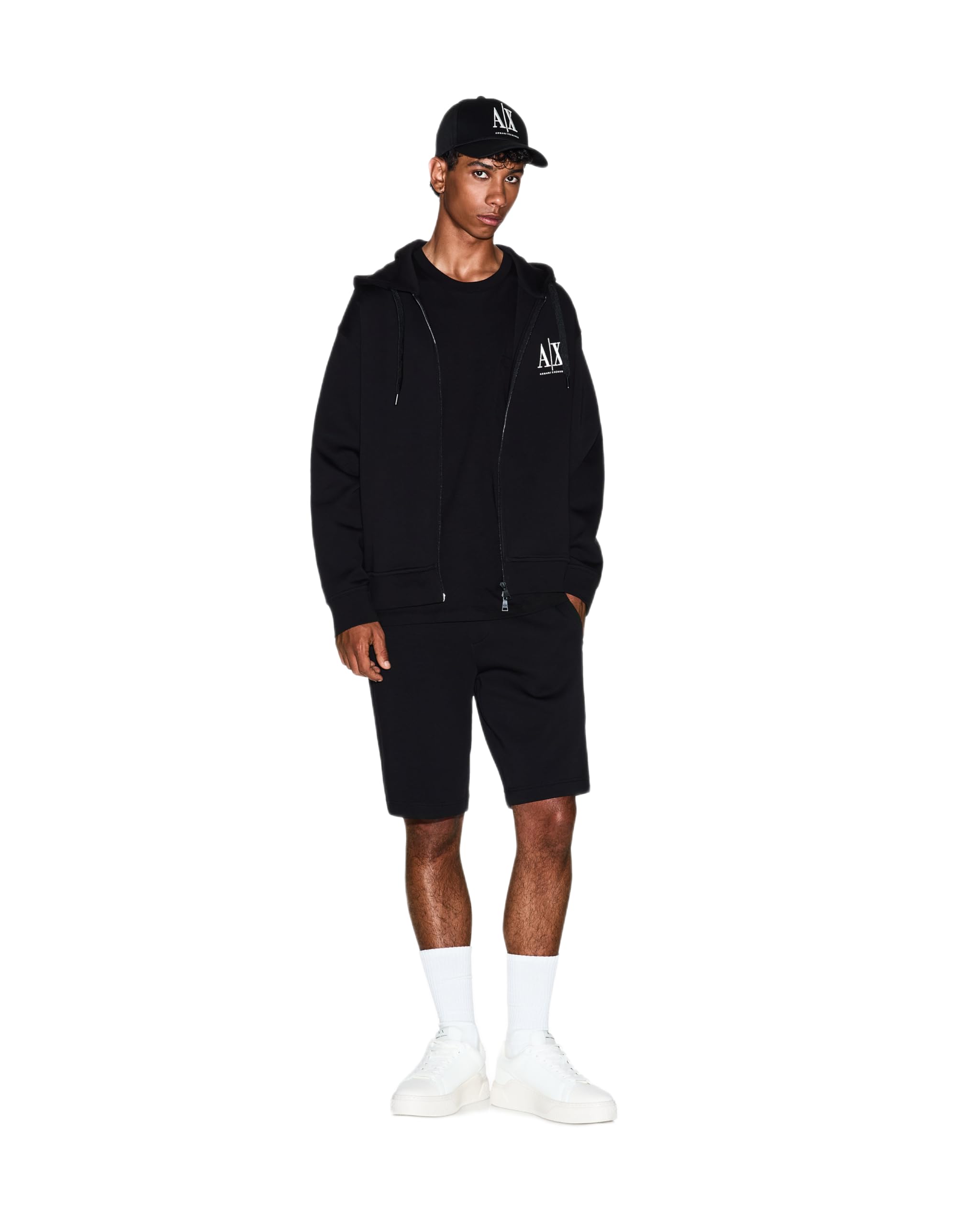 Armani Exchange Icon Project, Emboidered Logo, Full Zip Felpa con Cappuccio Uomo (Pacco da 1)