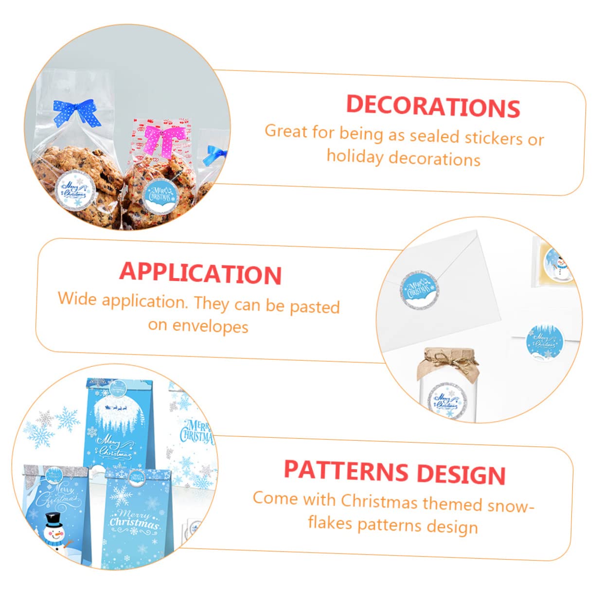 SHINEOFI 120fogli Adesivi Autoadesivi Natalizi Design Pupazzi Etichette Decorativi Per Confezioni e Buste Per e Decorazioni