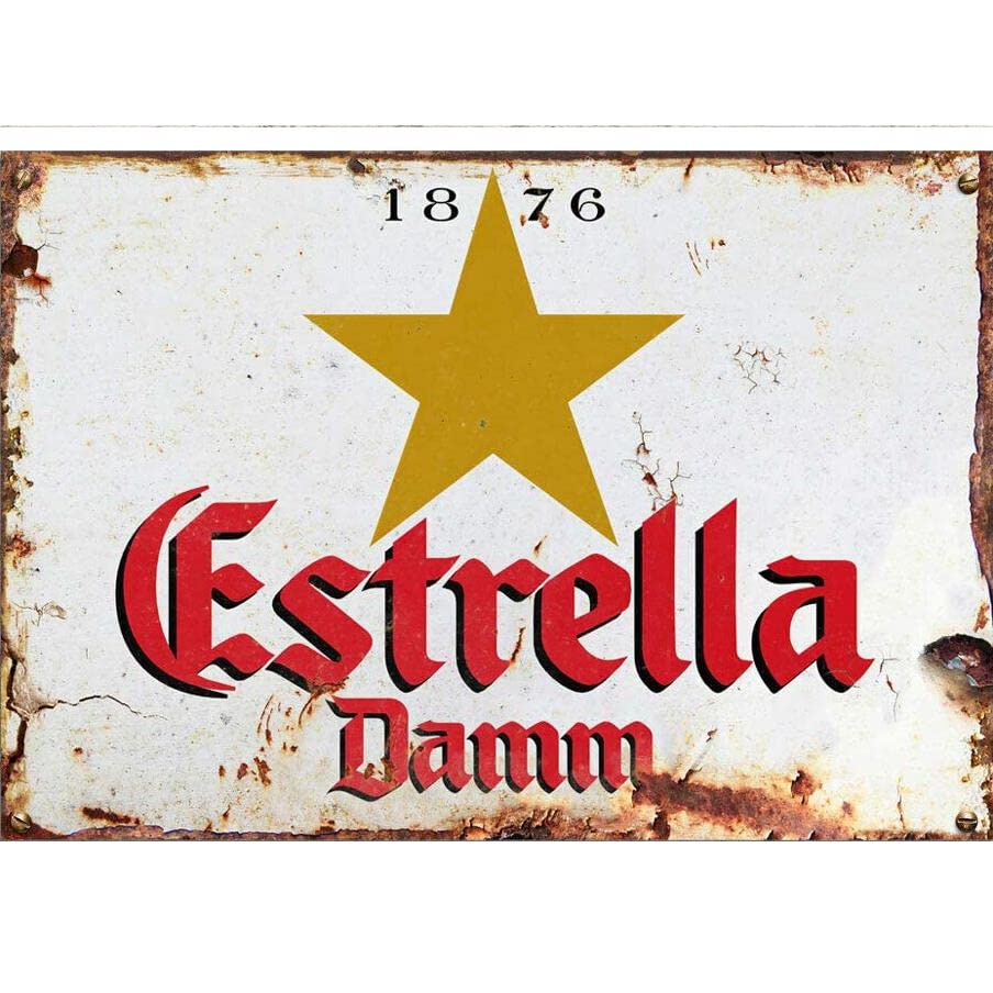 Sawfish® Estrella Kitchen Wall Decor Metal Sign Retro Vintage Wall Tin Plaque 10x15cm 20x15cm 20x30cm 30x40cm 40x60cm Ideal for Pub Shed Bar Office Man Cave Home Bedroom Dining Room Kitchen