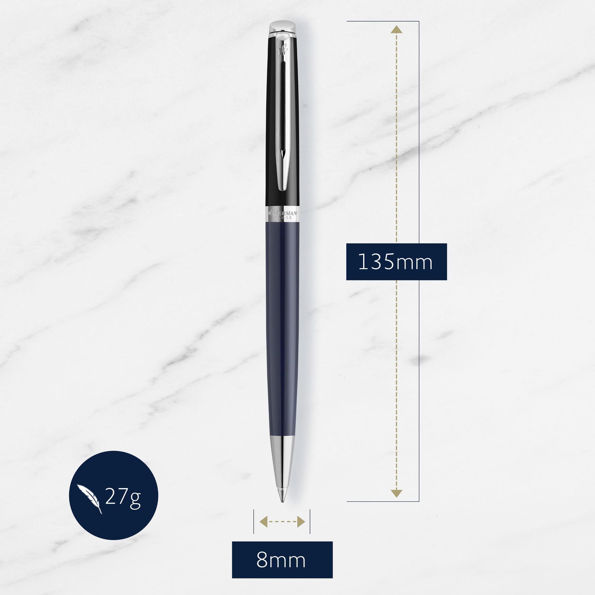 Waterman Hémisphère Ensemble stylo plume et stylo à bille avec gravure, kit d'écriture de luxe, personnalisable, comme cadeau d'anniversaire, d'anniversaire et de Noël, bloc noir et bleu