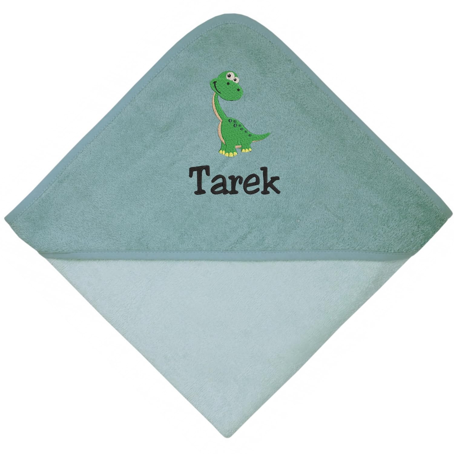 Wolimbo Kapuzenhandtuch personalisiert mit Namen und Motiv - Mint-eisblau - 140x140cm - für Kinder Kinderhandtuch Badetuch