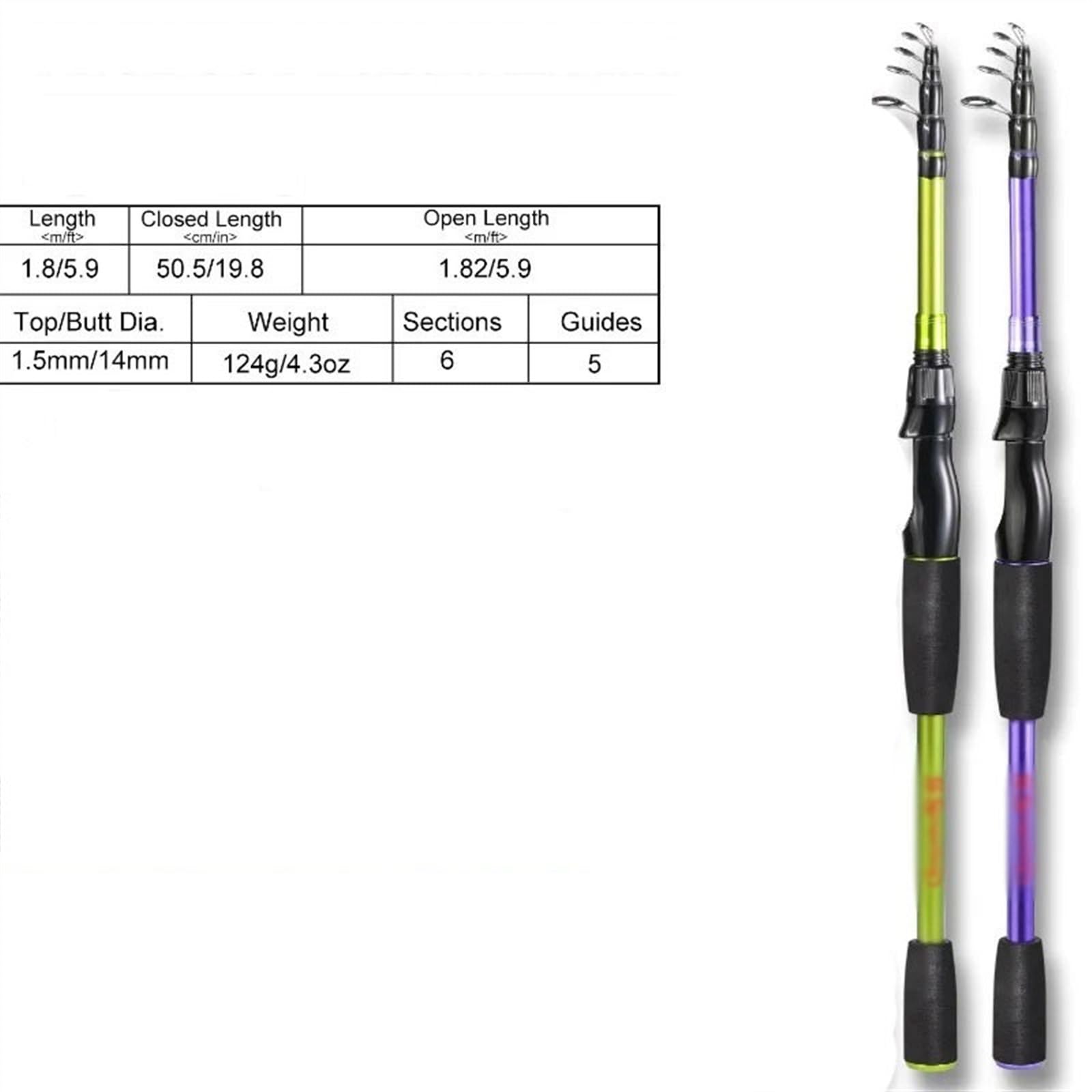 caña de Pescar Señuelo for Baitcasting, caña de Pescar telescópica de 7g-21g con Mango EVA, caña de Pescar de Carbono, Herramienta Profesional Ligera caña de Pescar Spinning(Purple)