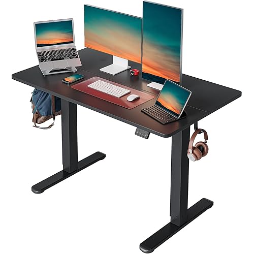 Cubiker Electric Standing Desk, 48 x 24 Stand up Desk Height Adjustable, Home Office Desk with Splice Board, Black