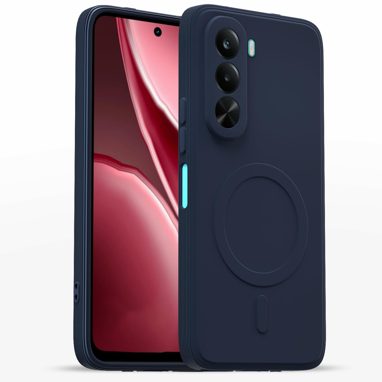 Amazon Basics Back Cover for Realme P4x 5G Soft Matte Silicone with Camera Protection | Mag-Safe Logo (Not Mag-Safe Compatible) | Shockproof Slim Fit Bumper Case (Blue)