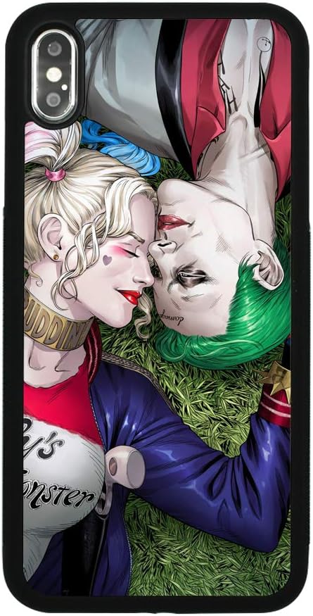 Joker and Harley Quinn Theme Case for iPhone Xs Max Comic TPU Silicone Gel Edge + PC Bumper Case Skin Protective Printed Phone Full Protection Cover