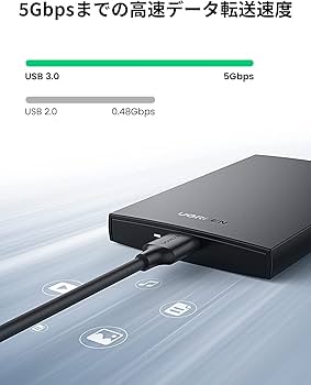 UGREEN 2.5 インチ hdd ケース SATA3 HDD SSD ケース USB3.0 UASP対応 5Gbps高速転送 ハードディスクケース 9.5mm 7mm対応 6TB大容量HDD対応 外付けケース PS4 MacBook Windows テレビに適用 ドライバ不要