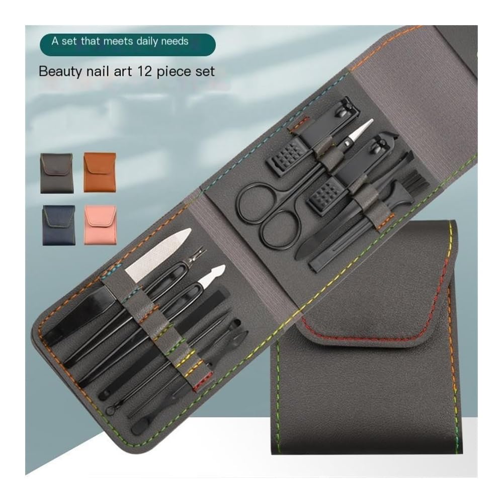 Cortaúñas, Set de manicura Profesional de 12 Piezas, Kit de Cuidado de uñas