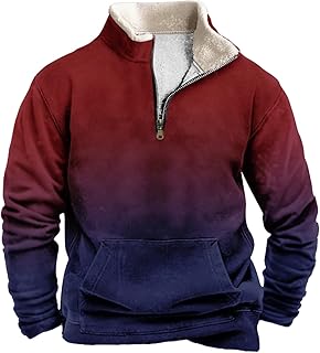 Generic Men's Quarter Zipper Sherpa Sweatshirts 2025 Thermal Warm Sweater 1/4 Zip Stand Collar
