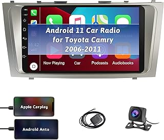 Android 11 Car Stereo for Toyota Camry 2006-2011 with Apple Carplay&Android Auto,9 Inch Android Head Unit Car Radio with GPS WiFi Bluetooth FM/RDS Radio SWC Dual USB Mirror Link+AHD Backup Camera