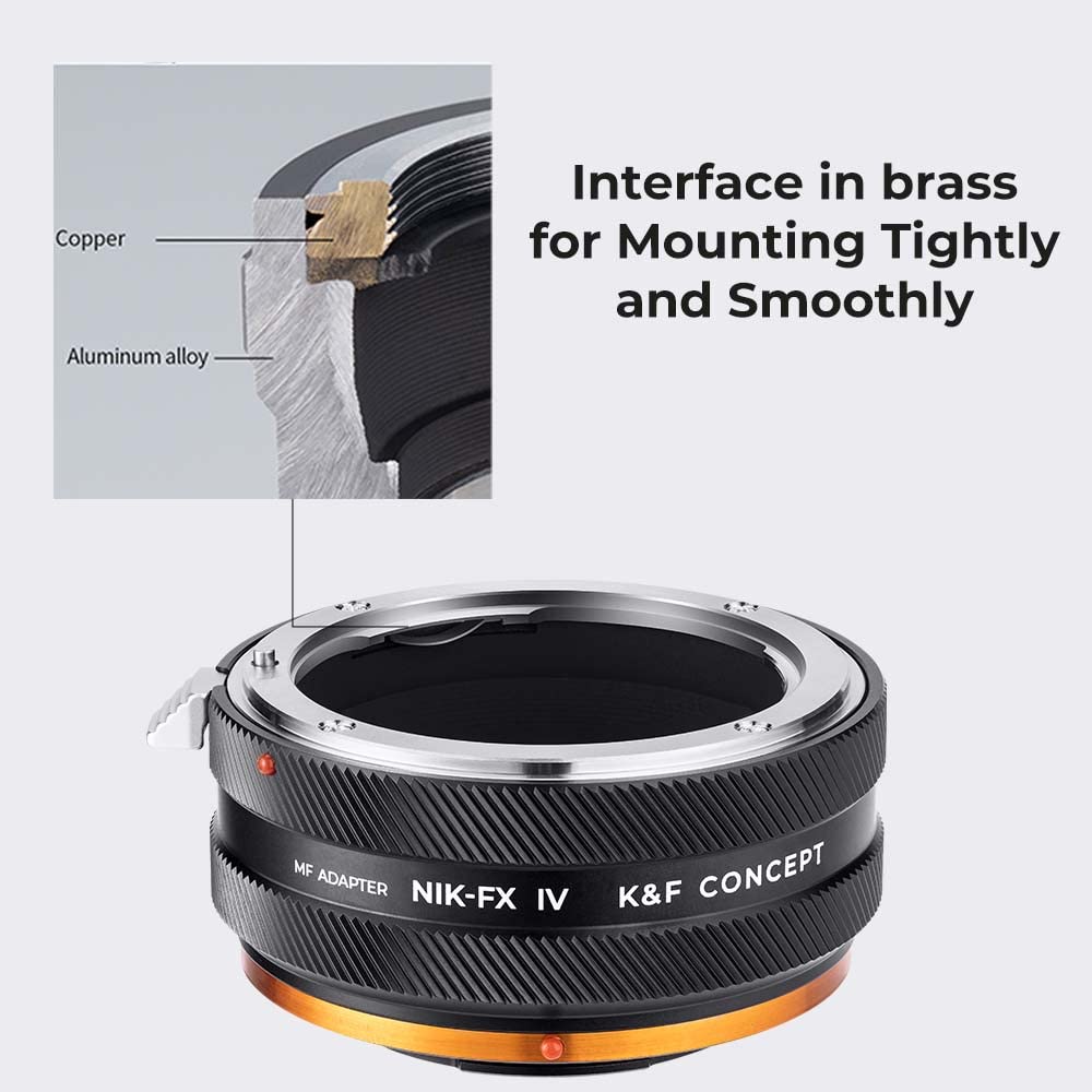 K&F Concept Bague d'adaptation Manuelle Compatible avec Utiliser Objectifs Nikon F sur Appareils Photo Fujifilm X de Version IV NIK-FX