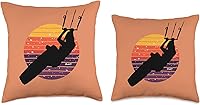 Vista 3 de Kitesurf Gifts and Surf Lover Tees by taiche Kitesurfing Lover Black Silhouette Retro Sunset Throw Pillow, 18x18, Multicolor