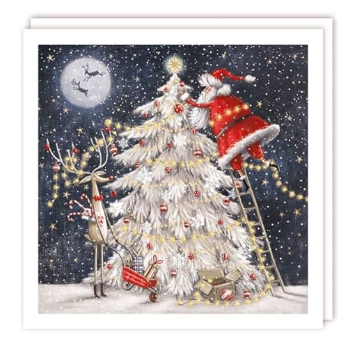 Tracks Publishing Charity Christmas Cards Pack of 10 - Santa & Festive Tree - Premium Quality Greeting Cards Multipack with Envelopes - Supporting Marie Curie Cancer Support