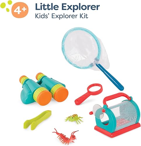 Miniatura 8 de B. toys Kit explorador para niños - Juguetes al aire libre con red de insectos, binoculares y lupa para aventuras de captura de insectos - Incluye