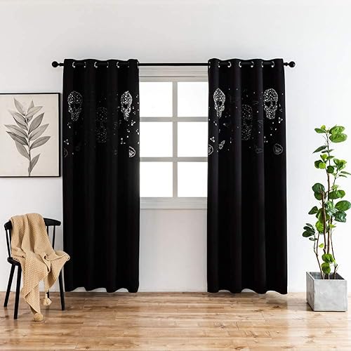 Vista 50 de Mangata Casa - Cortinas opacas para dormitorio, 2 paneles, cortinas térmicas para ventana, para sala de estar, cortinas que oscurecen. Azul marino