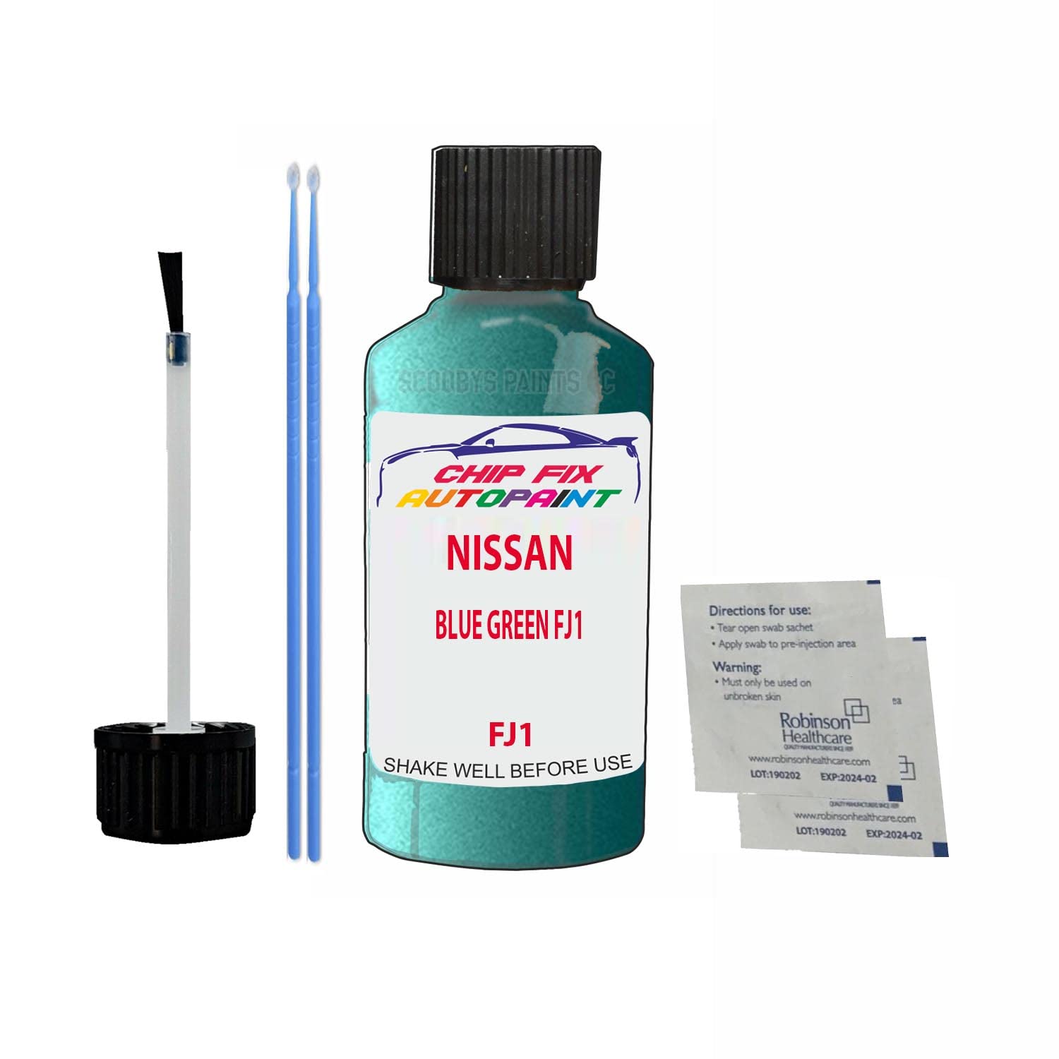 Scoobys Paints Back In The Mix Blue Green Fj1 Touch Up Paint For Nissan Micra Fj1 1990-2017 30Ml Bottle Brush Scratch Stone Chip Repair Pen