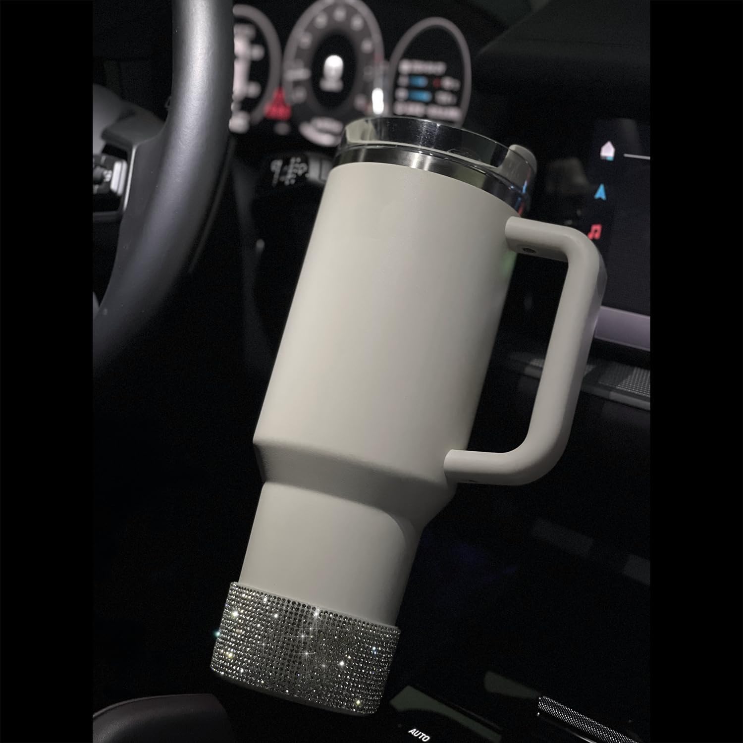 WORBSS Diamond Glitter Silicone Boot for Stanley Cup 20-40oz Tumbler for Simple Modern 30-40oz Trek Tumbler Accessories for 2.8-2.9 inch Trapezoidal Cylinder Base Water Bottles Bottom Anti-Slip Sleeve