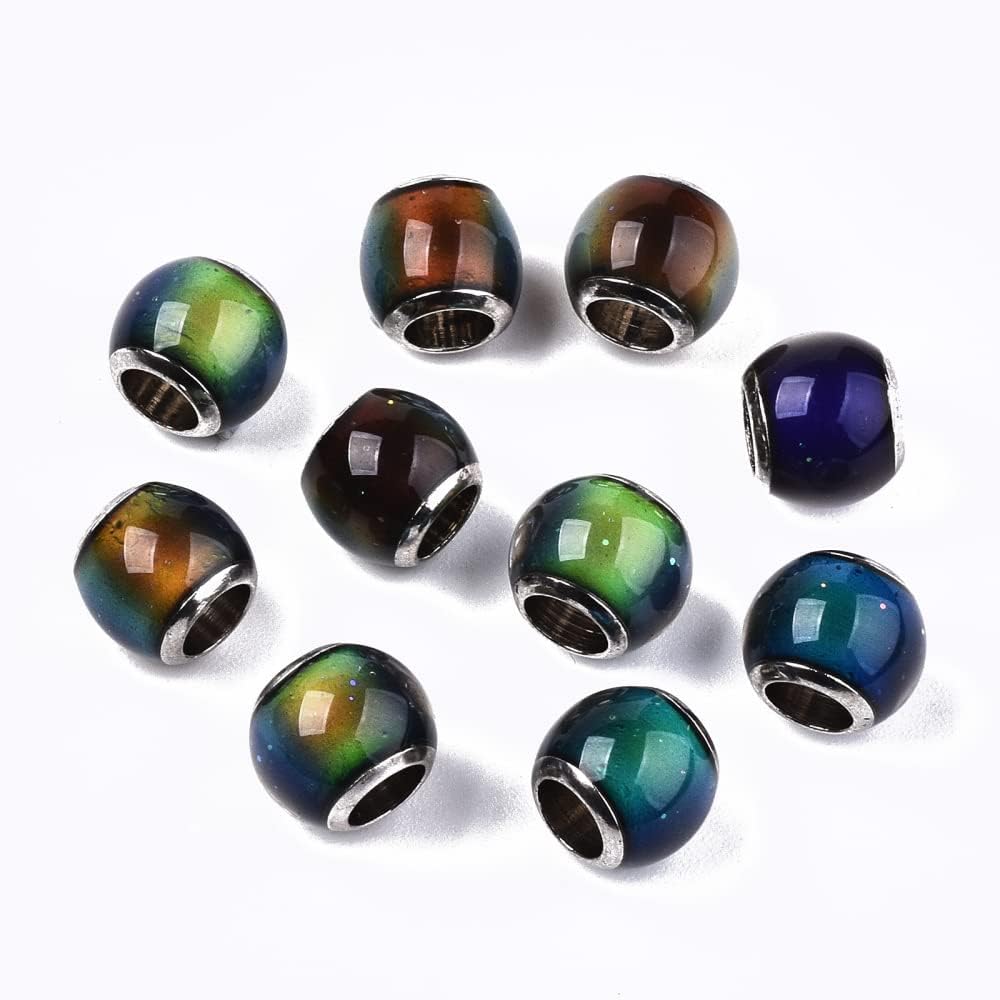 Craftdady 50pcs Faceted Barrel Crystal Glass Mood Beads Color Change by Temperature Sensing Spacer Beads with Brass Cores for Bracelet Necklace Choker Jewelry
