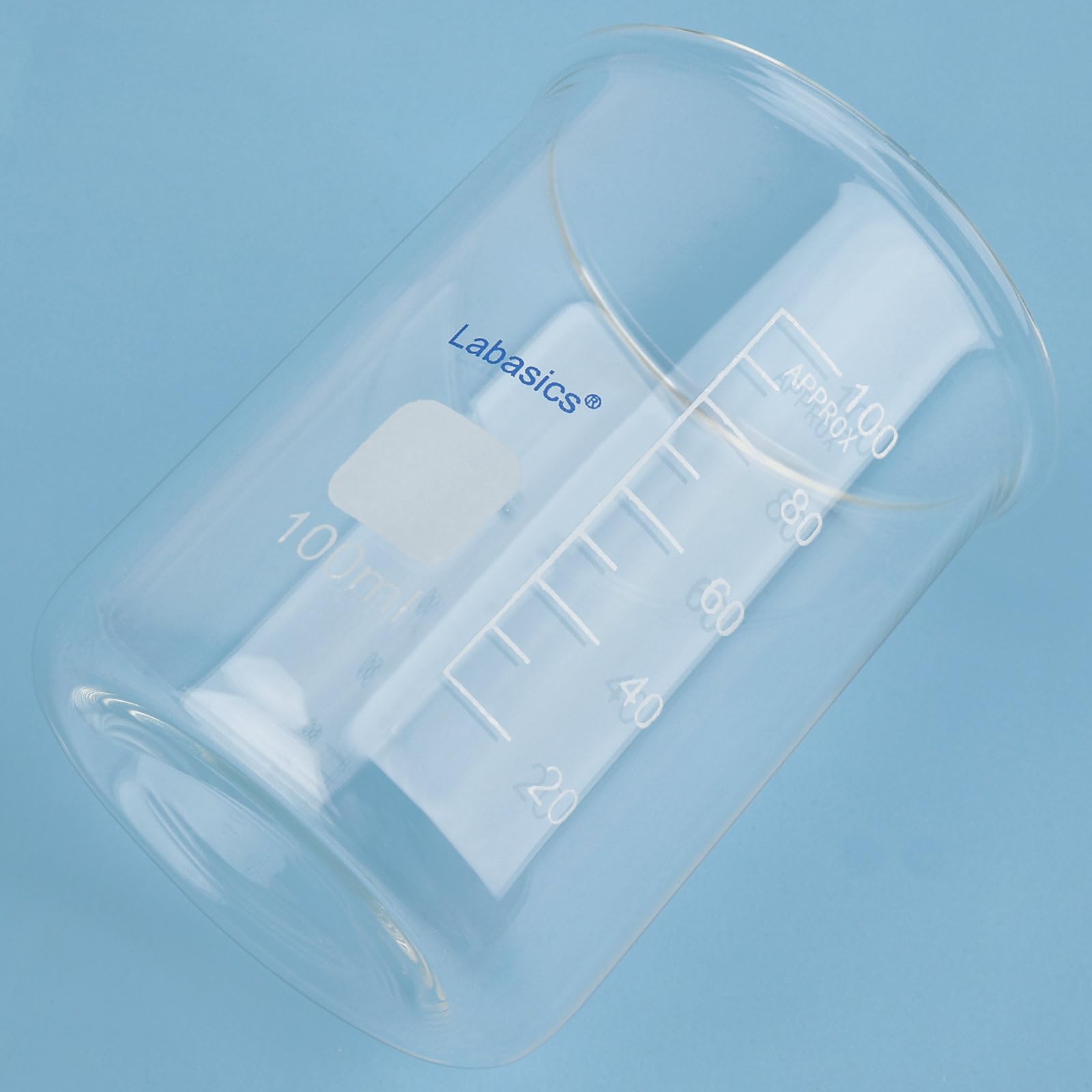Labasics Becher in Vetro Borosilicato senza Beccuccio, Recipiente Resistente Agli Sversamenti per Miscelazione e Conservazione in Laboratorio, 100 ml
