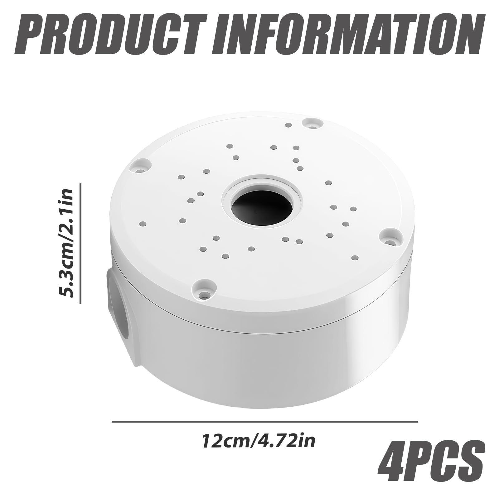 Caja de conexiones para cámara resistente al agua: 4 unidades de cámaras de vigilancia, caja de montaje de plástico semiesférica, color blanco, caja de derivación universal, cámaras de