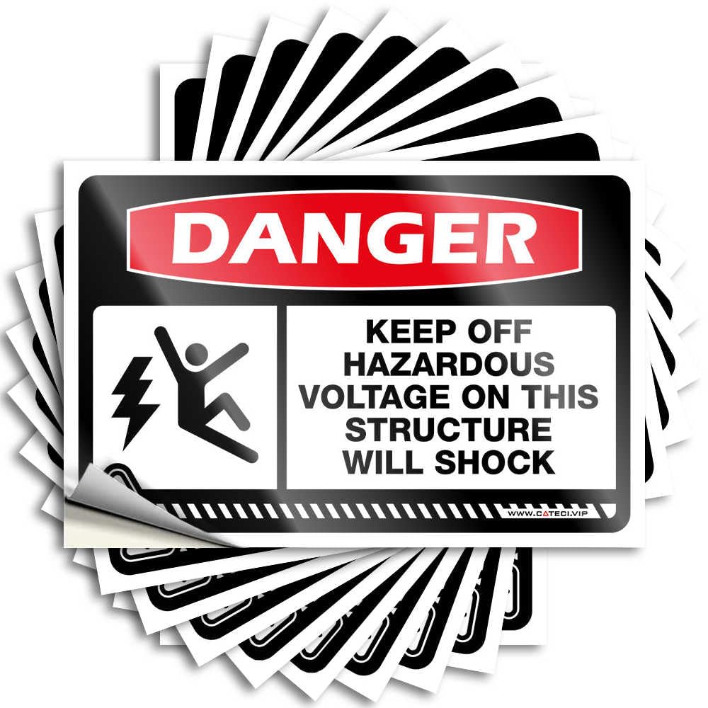 Small Bottle Decals | Danger Keep Off Hazardous Voltage On This Structure Will Shock Coastal Durable Vinyl Sticker Easy Apply for Microfiber(12X18CM)