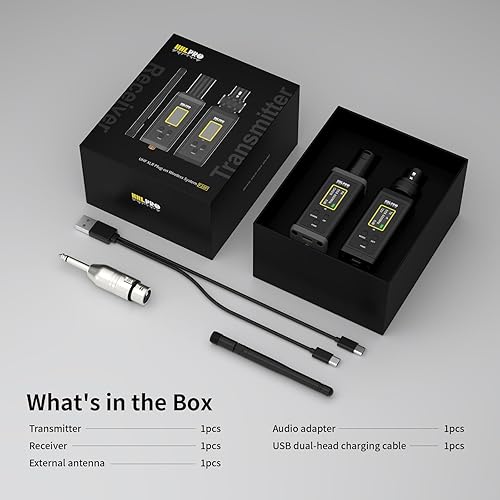 UHF Wireless XLR Transmitter and Receiver with Antenna, 200ft Range, Wireless Microphone Adapter for Dynamic & Condenser Mic, Auto Channel Scanning, Compatible with Audio Mixer, PA System, F20P - Thumbnail 5