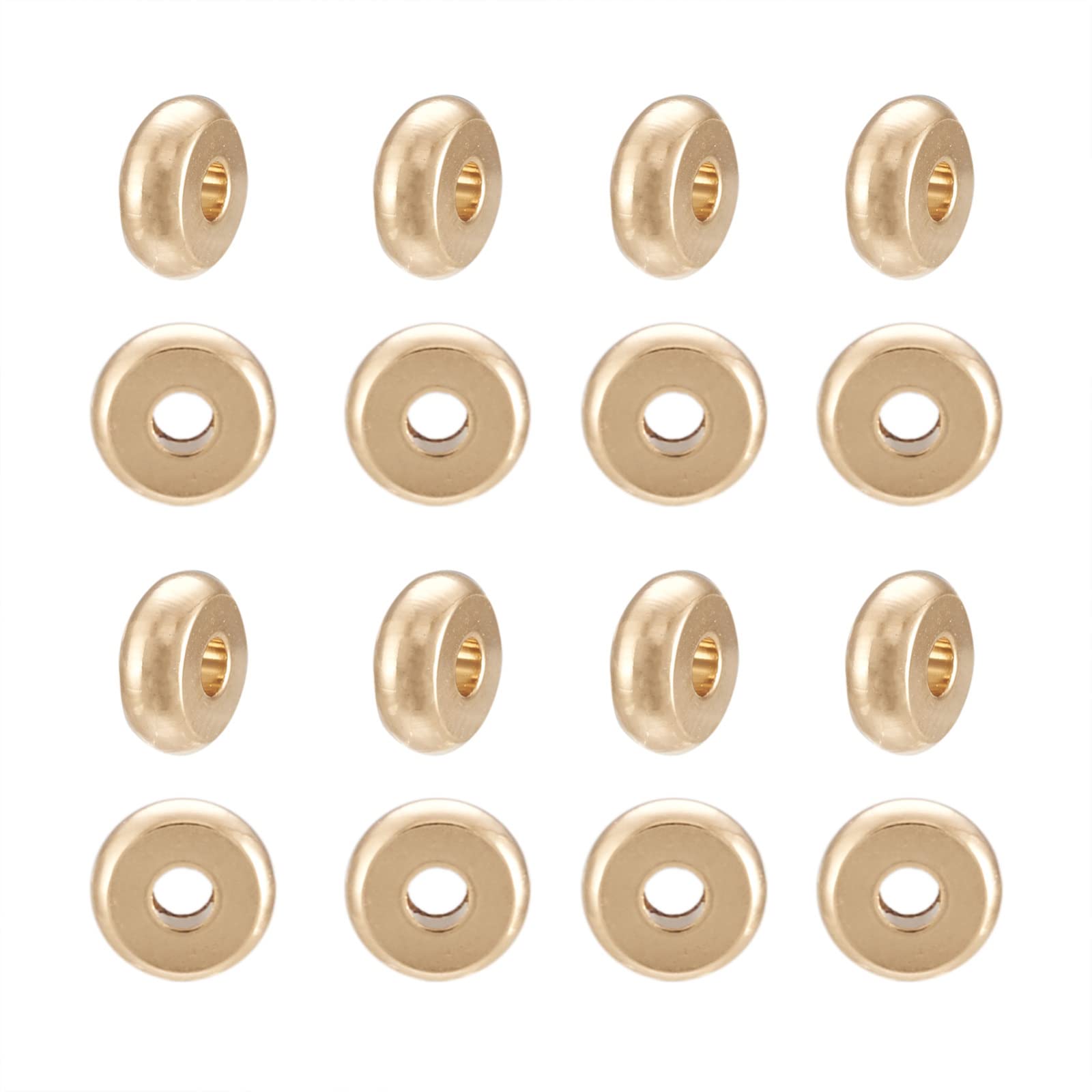 PandaHall 200pcs 304 Stainless Steel Flat Round Spacer Beads Golden Metal Disc Loose Spacer Beads Tiny Smooth Beads for DIY Bracelet Necklace Jewelry, 6x2.5mm